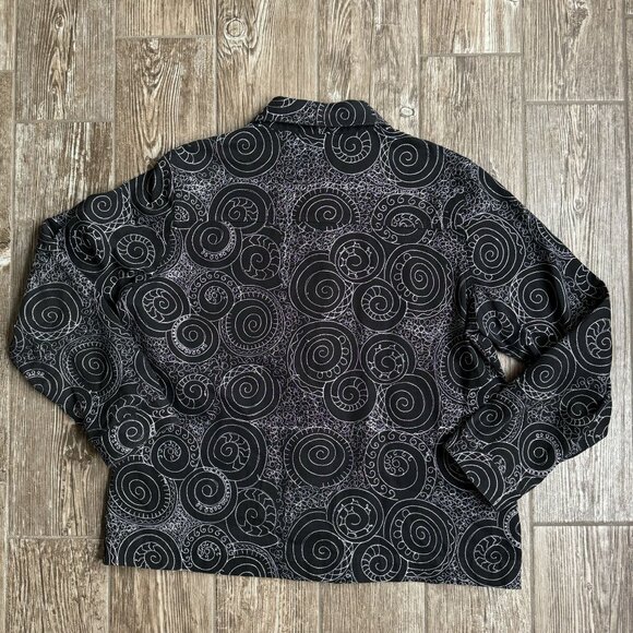 Vtg Laura Ashley Black White Swirl Embroidered Jacket L Whimsigoth Whimsical - Picture 8 of 8